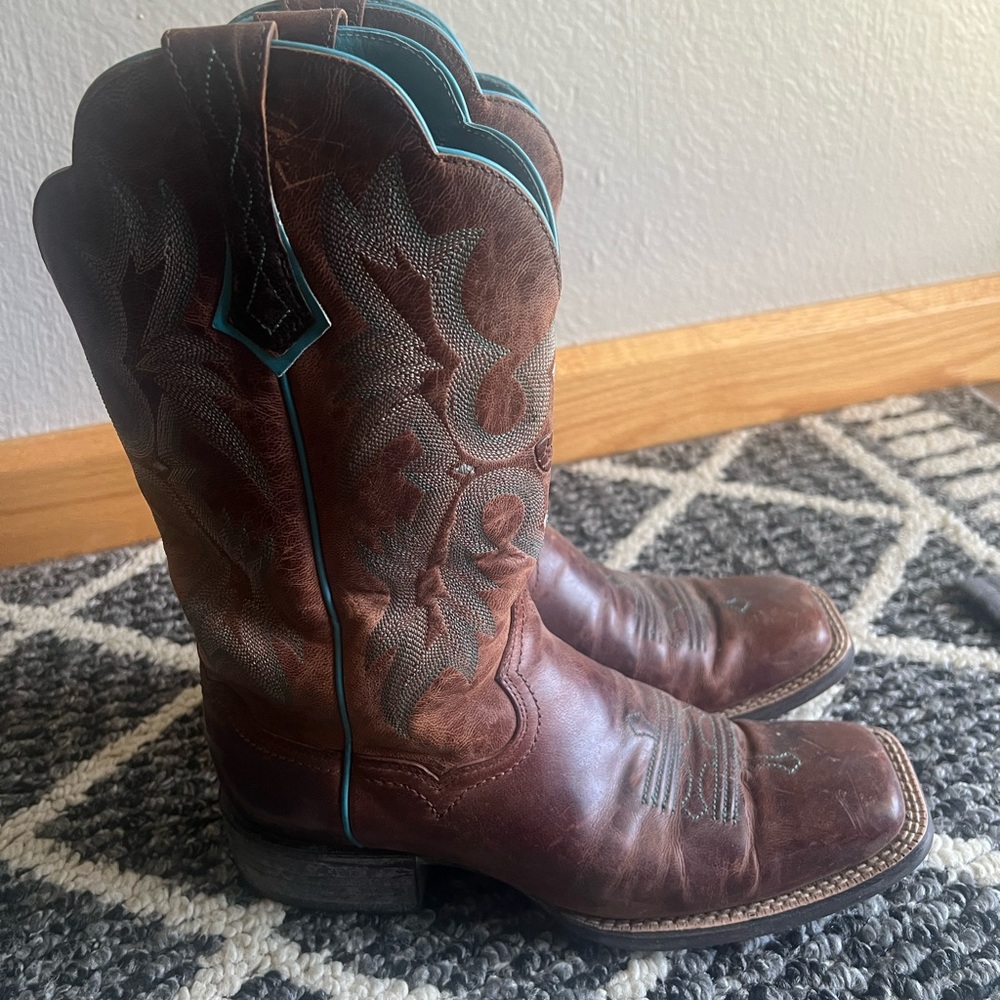 Ariat Brown and Teal Western Boots